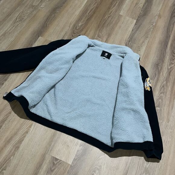 Washington Redskins LOGO Black Sherpa Fleece Full Zipper Vintage Retro Jacket L - Picture 2 of 6